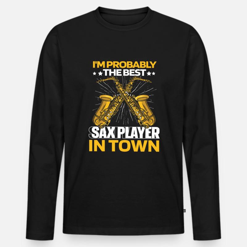 Saxophon Saxofon - Männer Premium Bio Langarmshirt - Schwarz