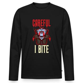 Careful I Bite Vampir Geschenk - Männer Premium Bio Langarmshirt - Schwarz - Vorne - Nico (187cm)