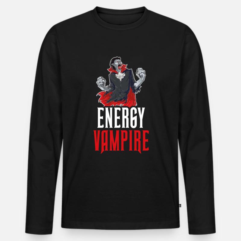 Energy Vampire Vampir Geschenk - Männer Premium Bio Langarmshirt - Schwarz