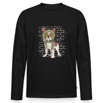 French Bulldog Sunglasses Scarf - Men's Premium Organic Long Sleeve Shirt - black - Front - Nico (187cm)