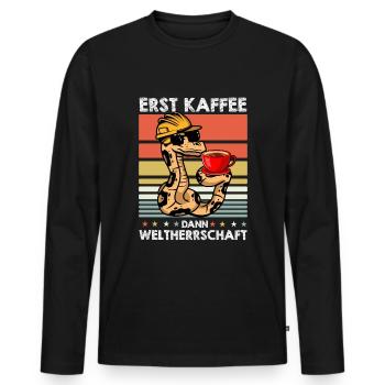 Boa Constrictor Schlange Sonnenbrille Kaffee - Männer Premium Bio Langarmshirt - Schwarz - Vorne - Nico (187cm)