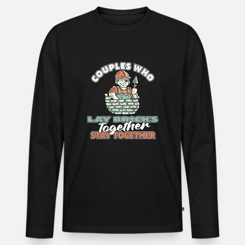 Maurer Paar - Männer Premium Bio Langarmshirt - Schwarz