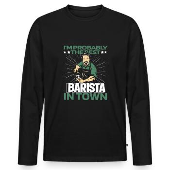 Barista Kaffee Lustig - Männer Premium Bio Langarmshirt - Schwarz - Vorne - Nico (187cm)