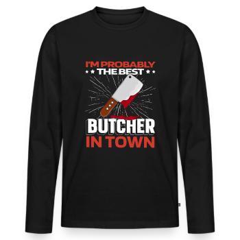 Boucher boucher boucher - T-shirt manches longues Premium bio Homme - noir - Devant - Nico (187cm)
