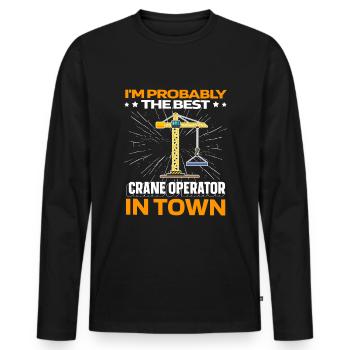 Crane driver Crane operator - Men's Premium Organic Long Sleeve Shirt - black - Front - Nico (187cm)