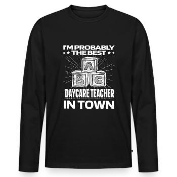 Enseignante maternelle Assistante maternelle Lustig - T-shirt manches longues Premium bio Homme - noir - Devant - Nico (187cm)