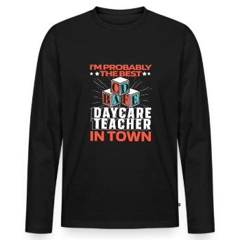Enseignante maternelle Assistante maternelle Lustig - T-shirt manches longues Premium bio Homme - noir - Devant - Nico (187cm)