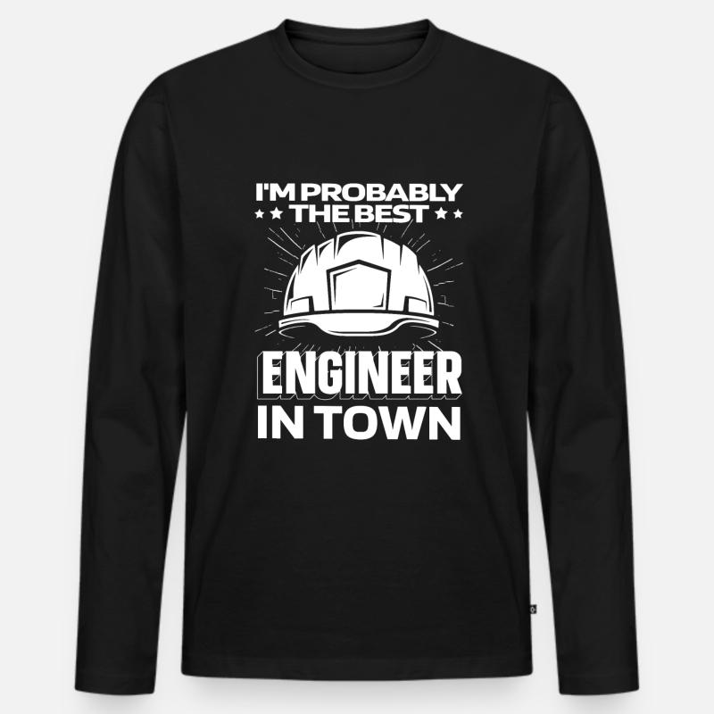 Ingenieur Helm - Männer Premium Bio Langarmshirt - Schwarz