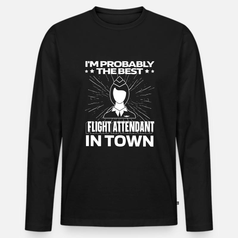 Flugbegleiter Stewardess Lustig - Männer Premium Bio Langarmshirt - Schwarz