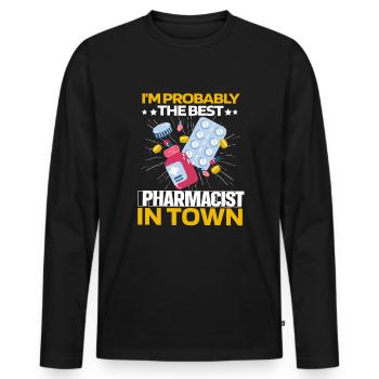 Pharmacie Pilules de pharmacien - T-shirt manches longues Premium bio Homme - noir - Devant - Nico (187cm)