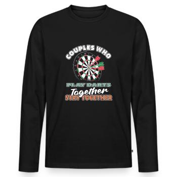 Darts Darts Player Pair - Men's Premium Organic Long Sleeve Shirt - black - Front - Nico (187cm)