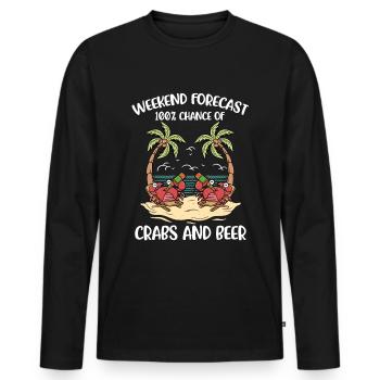 Crabe et bière Cadeau de crabe - T-shirt manches longues Premium bio Homme - noir - Devant - Nico (187cm)