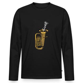 Fanfare Train Tuba Music Sheet Music - Men's Premium Organic Long Sleeve Shirt - black - Front - Nico (187cm)