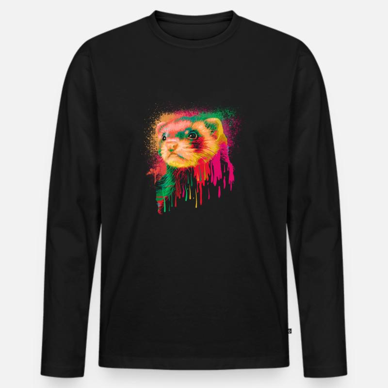 Frettchen Iltis Wasserkunst - Männer Premium Bio Langarmshirt - Schwarz
