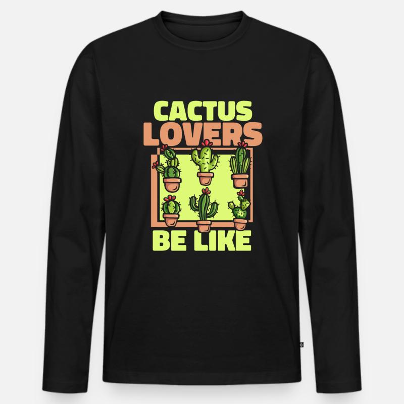 Kaktus Garten - Männer Premium Bio Langarmshirt - Schwarz