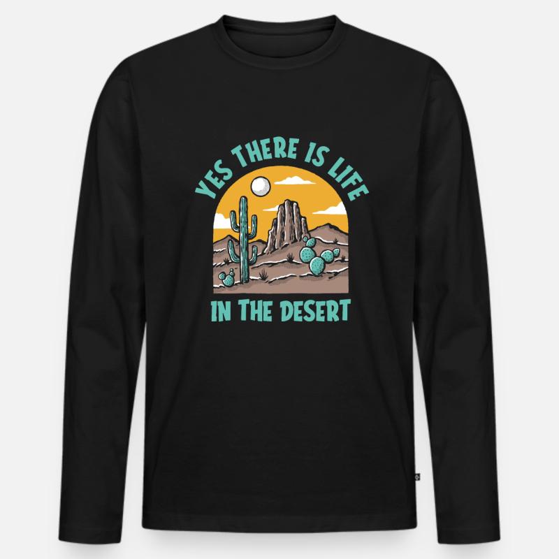 Kaktus Garten - Männer Premium Bio Langarmshirt - Schwarz