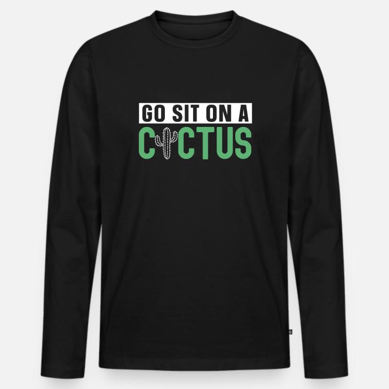 Kaktus Garten - Männer Premium Bio Langarmshirt - Schwarz