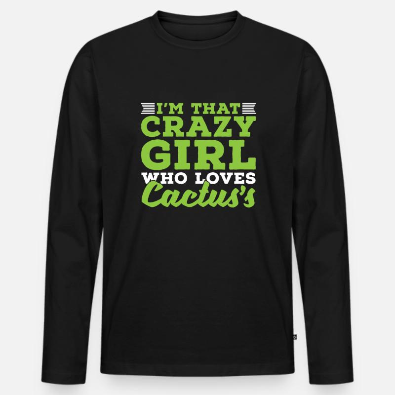 Kaktus Garten - Männer Premium Bio Langarmshirt - Schwarz