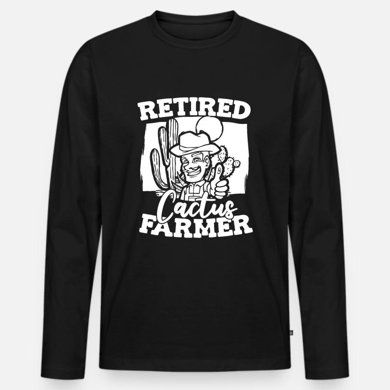 Kaktus Garten - Männer Premium Bio Langarmshirt - Schwarz