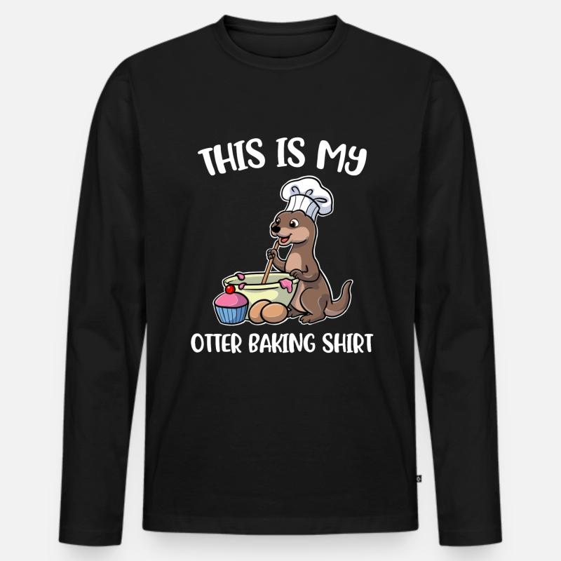 Otter Baking Backen Geschenk - Männer Premium Bio Langarmshirt - Schwarz