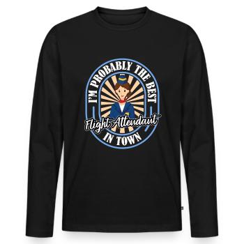 Flight attendant stewardess funny - Men's Premium Organic Long Sleeve Shirt - black - Front - Nico (187cm)
