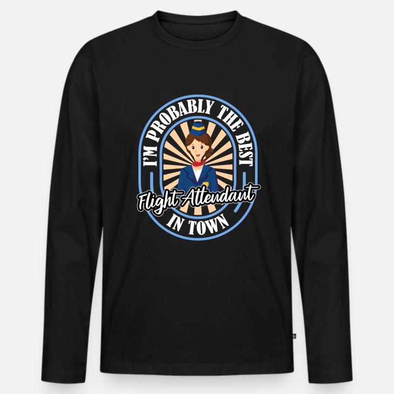 Flugbegleiter Stewardess Witzig - Männer Premium Bio Langarmshirt - Schwarz