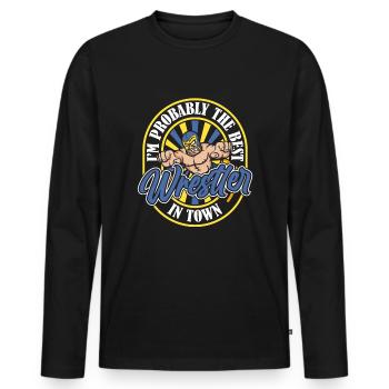 Wrestling Wrestler Humor - Männer Premium Bio Langarmshirt - Schwarz - Vorne - Nico (187cm)