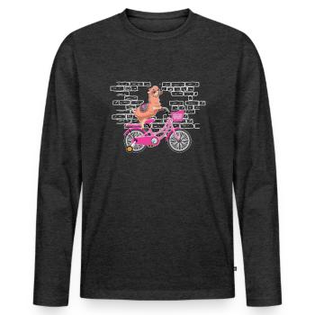 Lama Llama Vélo - T-shirt manches longues Premium bio Homme - anthracite chiné - Devant - Nico (187cm)
