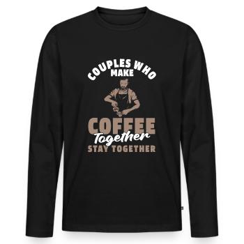 Barista Coffee Couple - Men's Premium Organic Long Sleeve Shirt - black - Front - Nico (187cm)