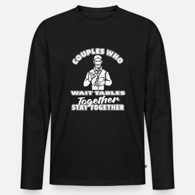 Kellner Kellnerin Paar - Männer Premium Bio Langarmshirt - Schwarz