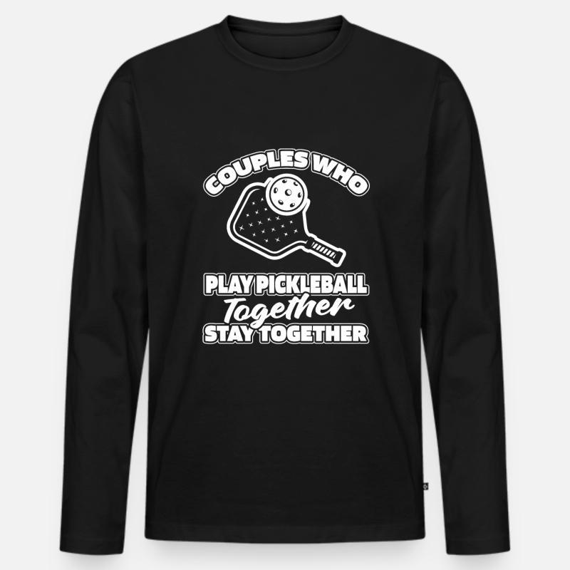 Pickleball Paar - Männer Premium Bio Langarmshirt - Schwarz