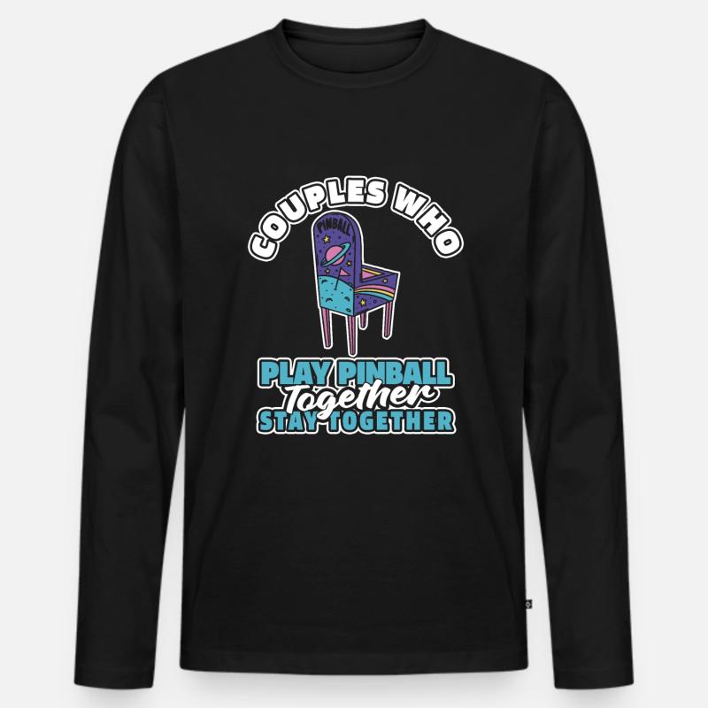 Pinball Paar - Männer Premium Bio Langarmshirt - Schwarz