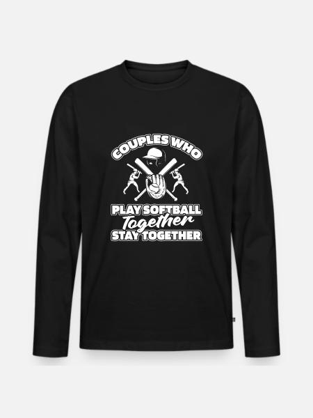 Softball Pair - Men's Premium Organic Long Sleeve Shirt - black