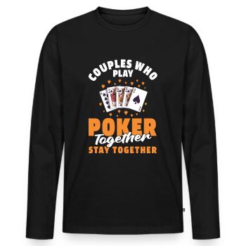 Poker Paar - Männer Premium Bio Langarmshirt - Schwarz - Vorne - Nico (187cm)