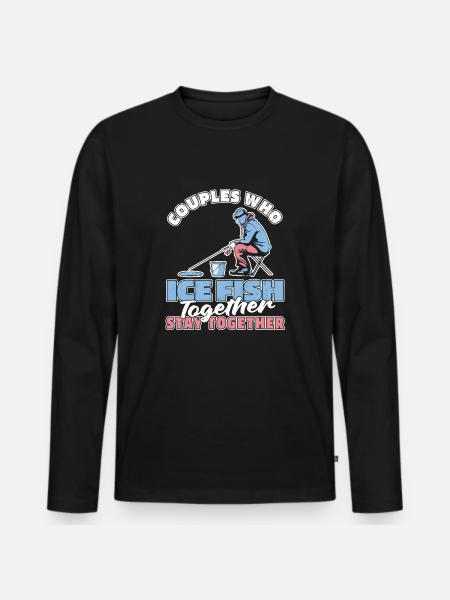 Ice Fishing Ice Fishing Couple - Men's Premium Organic Long Sleeve Shirt - black