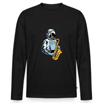 Saxophone Saxophone Astronaute - T-shirt manches longues Premium bio Homme - noir - Devant - Nico (187cm)