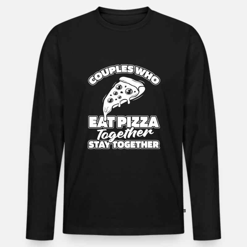 Pizza Paar - Männer Premium Bio Langarmshirt - Schwarz