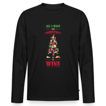 Christmas Wine Weihnachtsessen Geschenk - Männer Premium Bio Langarmshirt - Schwarz - Vorne - Nico (187cm)