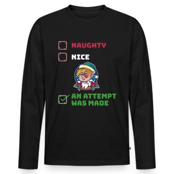 Une tentative a été faite cadeau coquin ou gentil - T-shirt manches longues Premium bio Homme - noir - Devant - Nico (187cm)