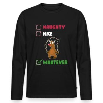 Naughty Nice Whatever Naughty or Cute Gift - Men's Premium Organic Long Sleeve Shirt - black - Front - Nico (187cm)