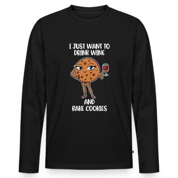 Drink Wine And Bake Cookies Keks Geschenk - Männer Premium Bio Langarmshirt - Schwarz - Vorne - Nico (187cm)