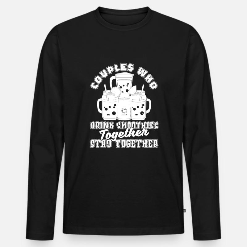 Smoothie Paar - Männer Premium Bio Langarmshirt - Schwarz