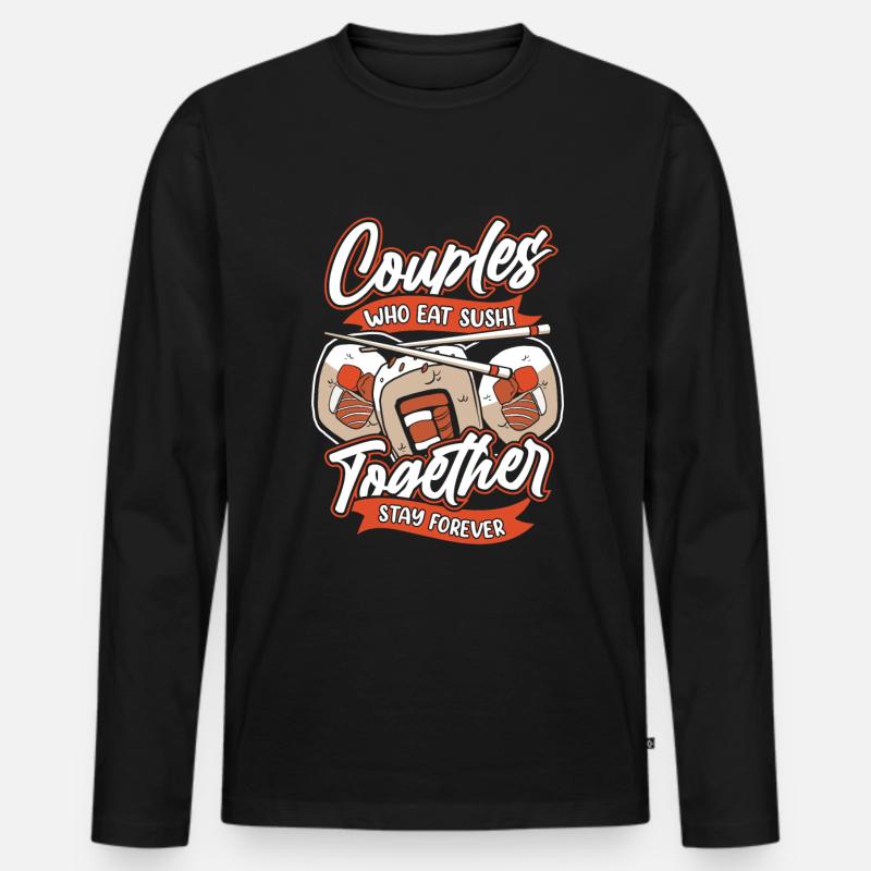 Sushi Paar - Männer Premium Bio Langarmshirt - Schwarz