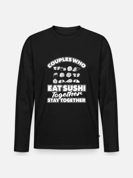 Sushi Paar - Männer Premium Bio Langarmshirt - Schwarz