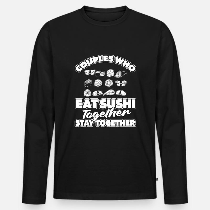Sushi Paar - Männer Premium Bio Langarmshirt - Schwarz
