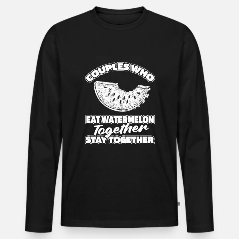 Wassermelone Paar - Männer Premium Bio Langarmshirt - Schwarz