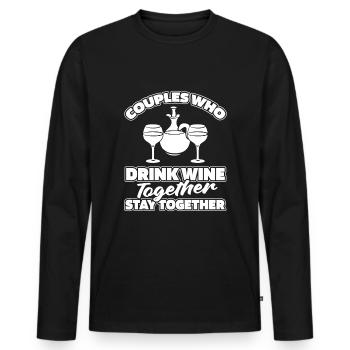 Couple de vignerons - T-shirt manches longues Premium bio Homme - noir - Devant - Nico (187cm)