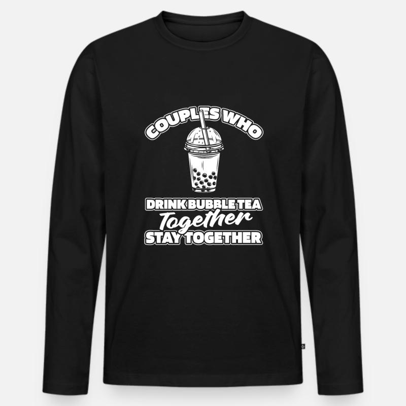 Bubble Tea Boba Paar - Männer Premium Bio Langarmshirt - Schwarz