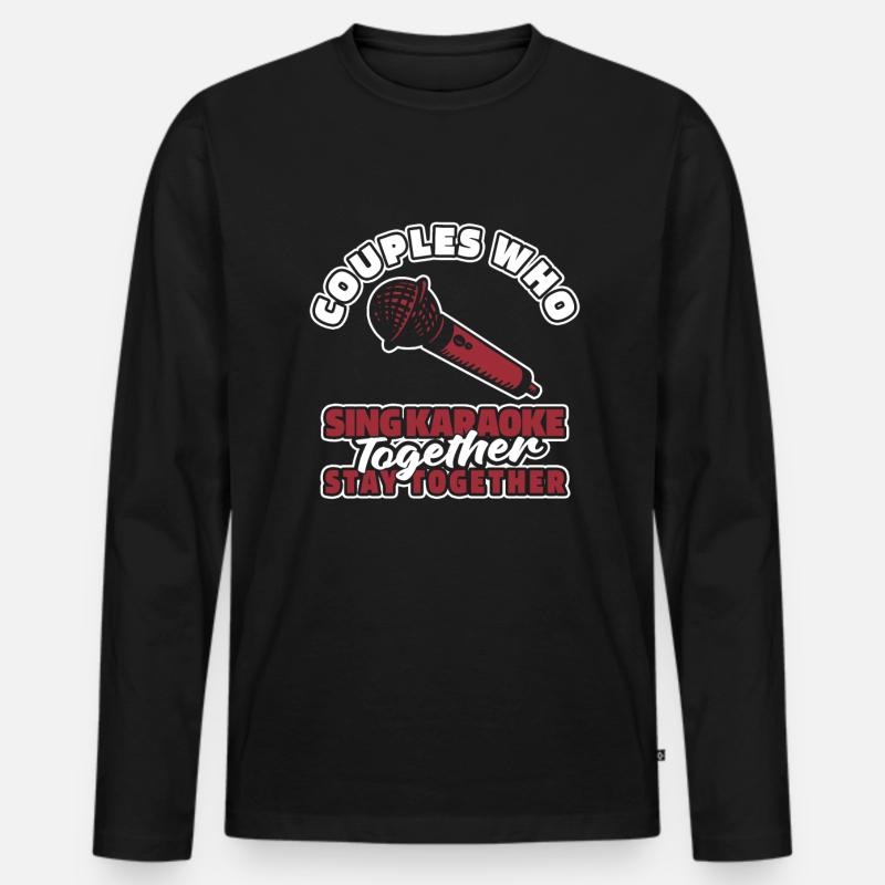 Karaoke Paar - Männer Premium Bio Langarmshirt - Schwarz
