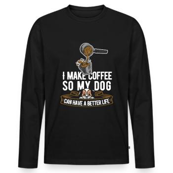 Barista Kaffee Hund - Männer Premium Bio Langarmshirt - Schwarz - Vorne - Nico (187cm)